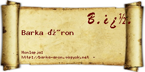 Barka Áron névjegykártya